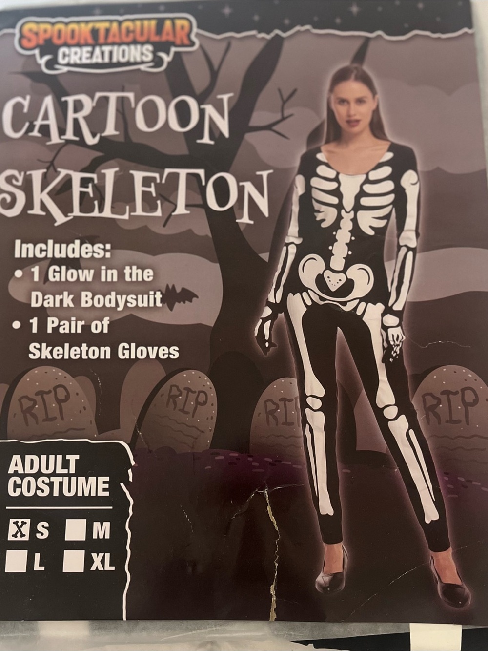 Skeleton glow in the dark Adult Costume - Spooktacular creations size -small